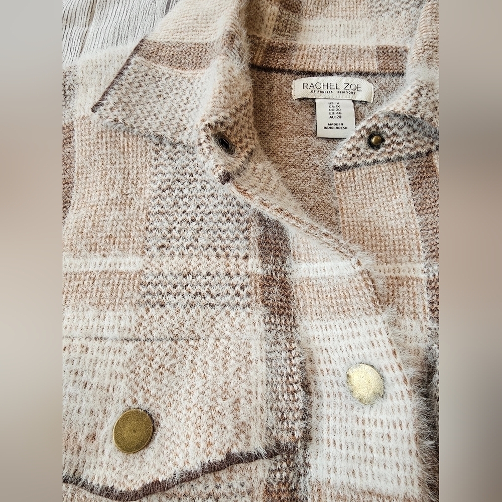 Rachel Zoe Size 1X Soft Cozy Fuzzy Snap Front Shacket Shirt Fall Winter Comfy - Picture 4 of 9